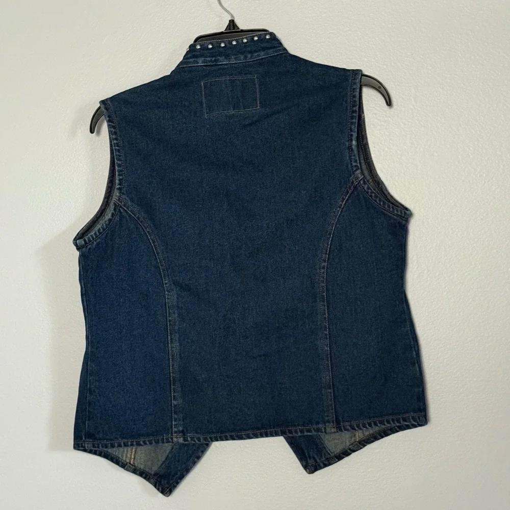 Vintage Gordon James Denim Studded Vest Embroidered Cotton Western - Small - Picture 4 of 4